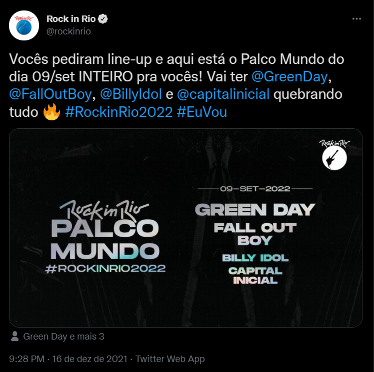 Rock in Rio anuncia Fall Out Boy e Green Day no evento - legadoplus