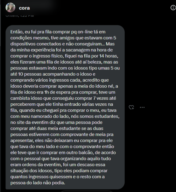 Fãs de diversos artitas estão falando sobre o descaso da Eventim - legadoplus